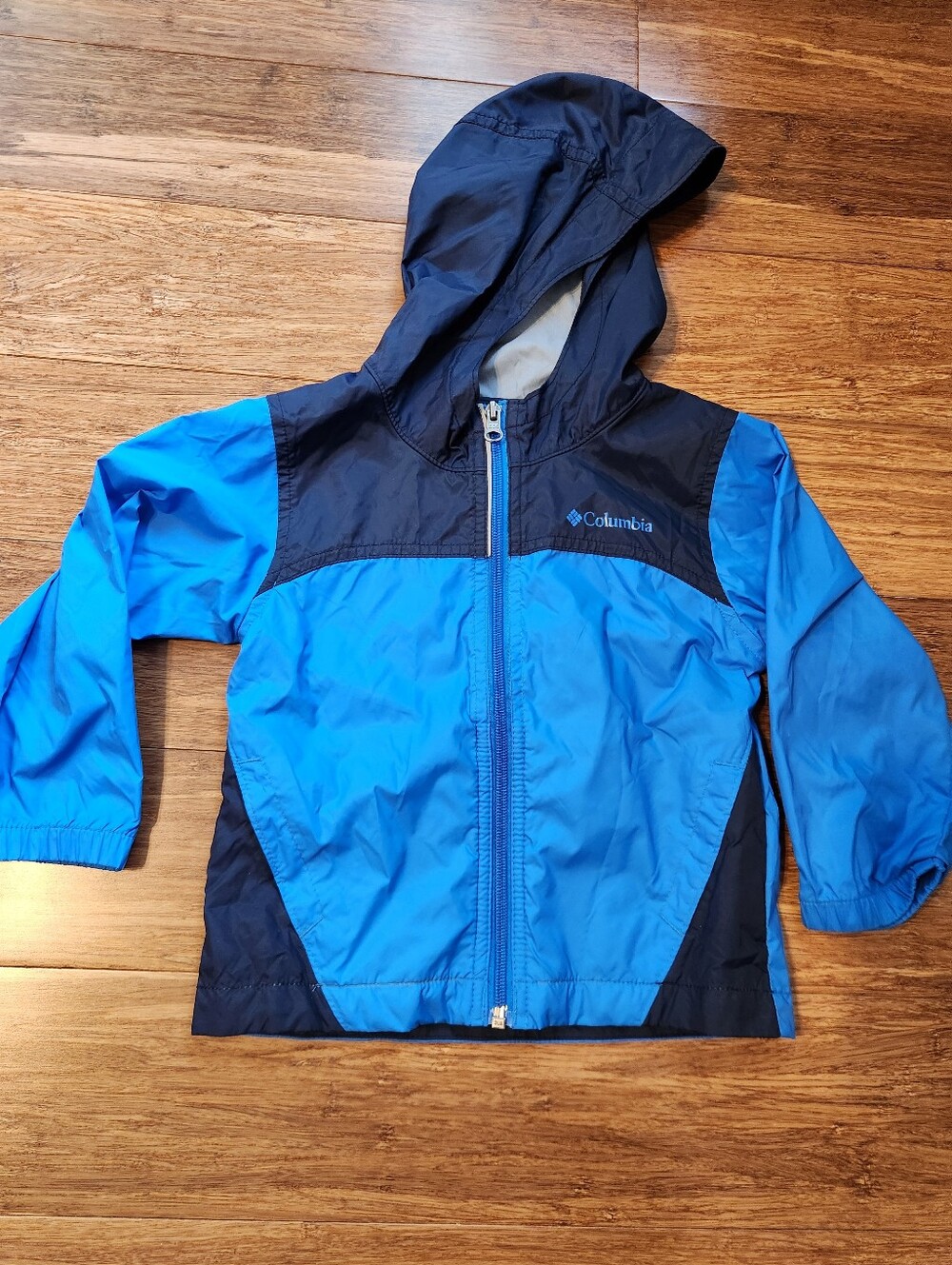 Columbia Boy's Blue Hooded Windbreaker Rain Jacket Coat, 3T